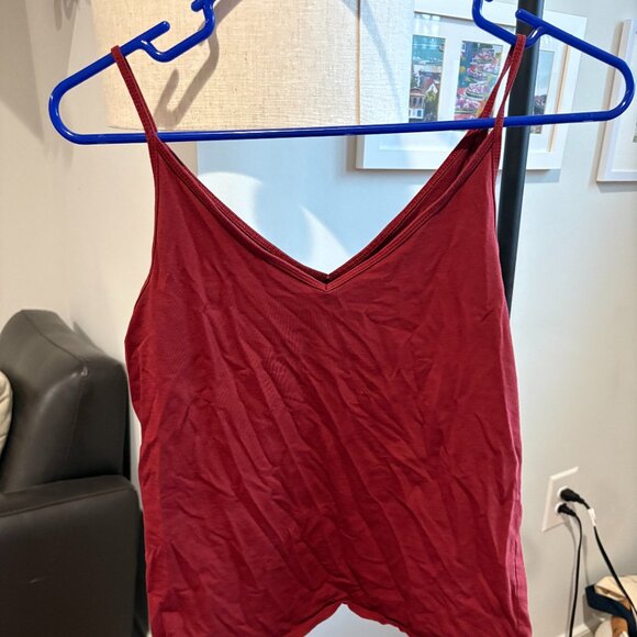 LOFT Tops - LOFT Burgundy Fitted Double-V Cami